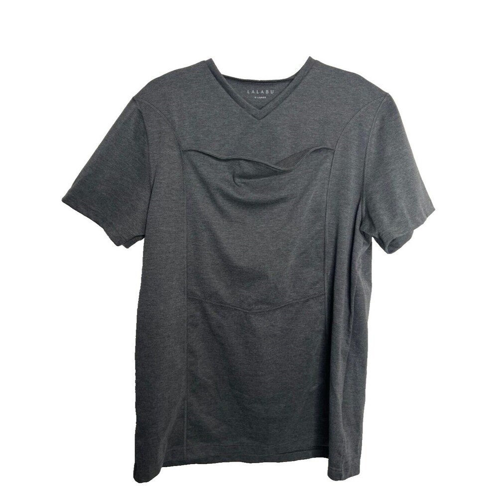 Lalabu Dad Shirt XL Gray Baby Wearing T-Shirt with Kangaroo Pouch Short Sleeve